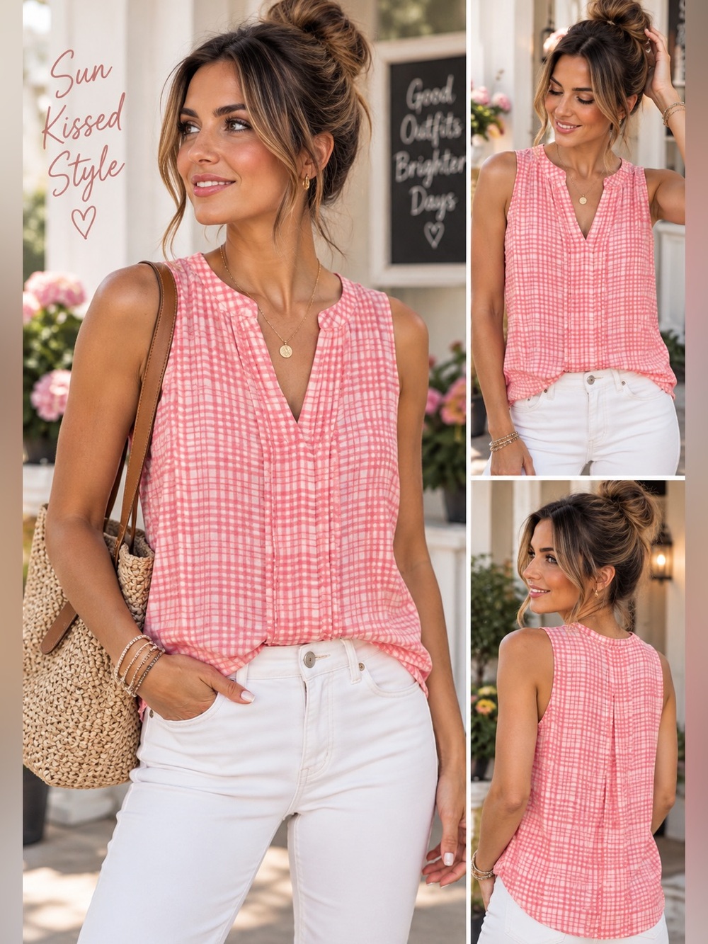 41 Hawthorn Pink Check Blouse Medium New